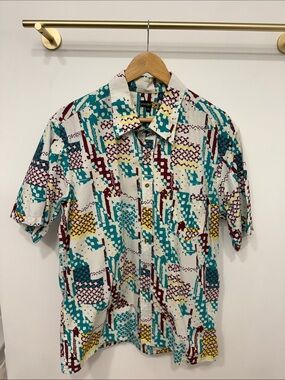 Woodin Geometric Short-Sleeve Button-Down Shirt